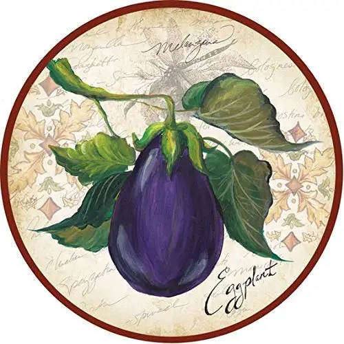 Kalynvi Vintage Farm Fresh Vegetable Eggplant Round Metal Tin Sign 12x12 Inch Retro Home Kitchen Farm Bar Pub Wall Decor