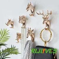 New Animal Shaped Hooks Deer Stags Rhino Horse Giraffe Elephant Head Wall Hanger Coat for Hat Hook Rack Holder Home Decor 1