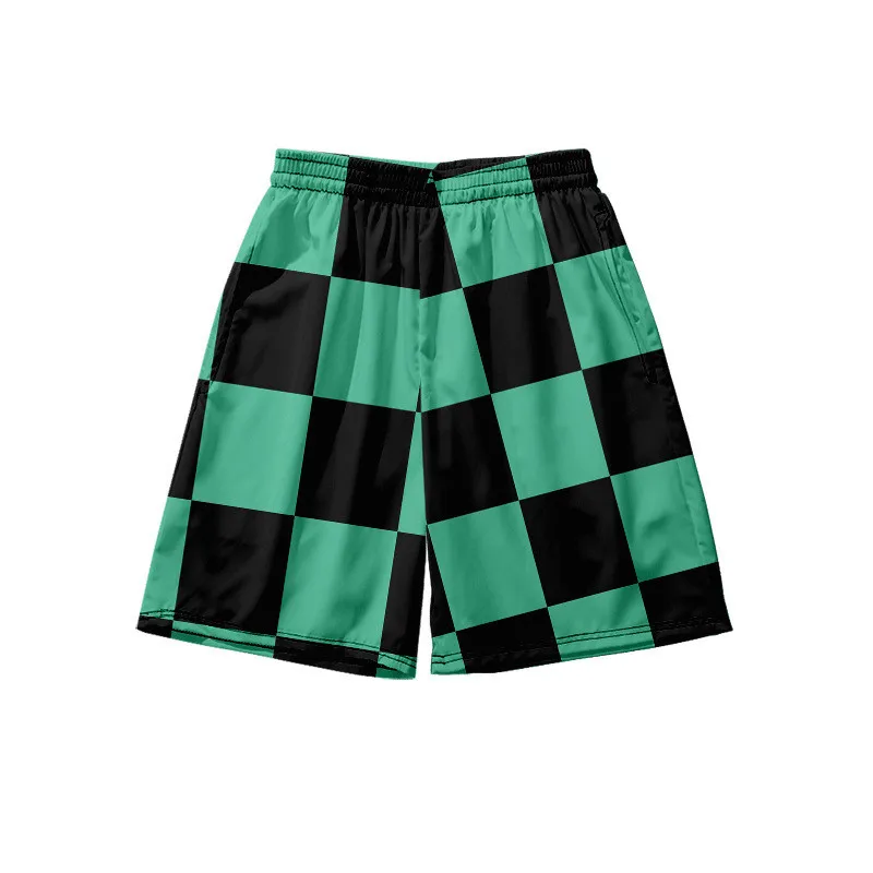 summer Beach Shorts with Pocket for Men, Anime 3D Print Costume, Kamado Tanjirou, Harajuku Jogging Pants 2024 3