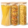 Rectangle Clear Storage Jars with Bamboo Lids For Sugar Coffee  Pantry Organizer Container for Pasta Tea Candy Nuts 6