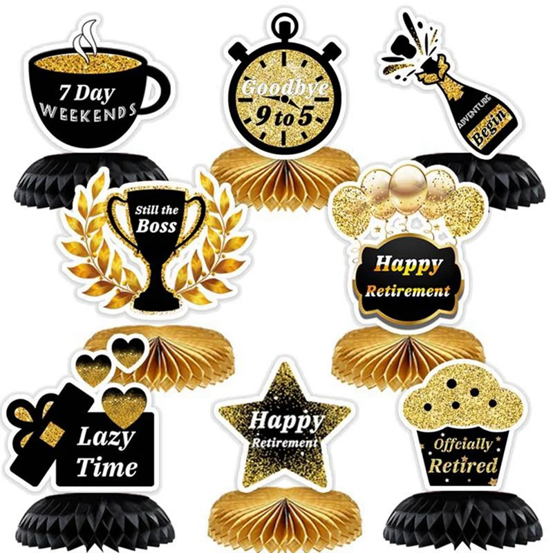 

8Pcs Retirement Party Honeycomb, Retirement Honeycomb Centerpieces, Table Toppers For Happy Retirement Party Supplies