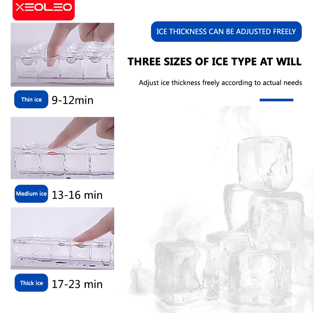 XEOLEO Automatic Ice Maker 15kg Storage Ice Making Machine Ice Maker Automatic Add Water 44 Pcs/18 Min For Lab/Coffee Shop 4