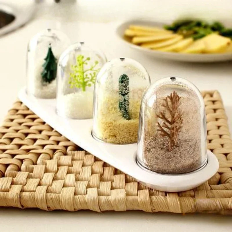 Creative Seasoning Jar Seasonal Seasoning Box Plant and Animal Four Piece Set Kitchen Bottle Cartoon Moisture-proof