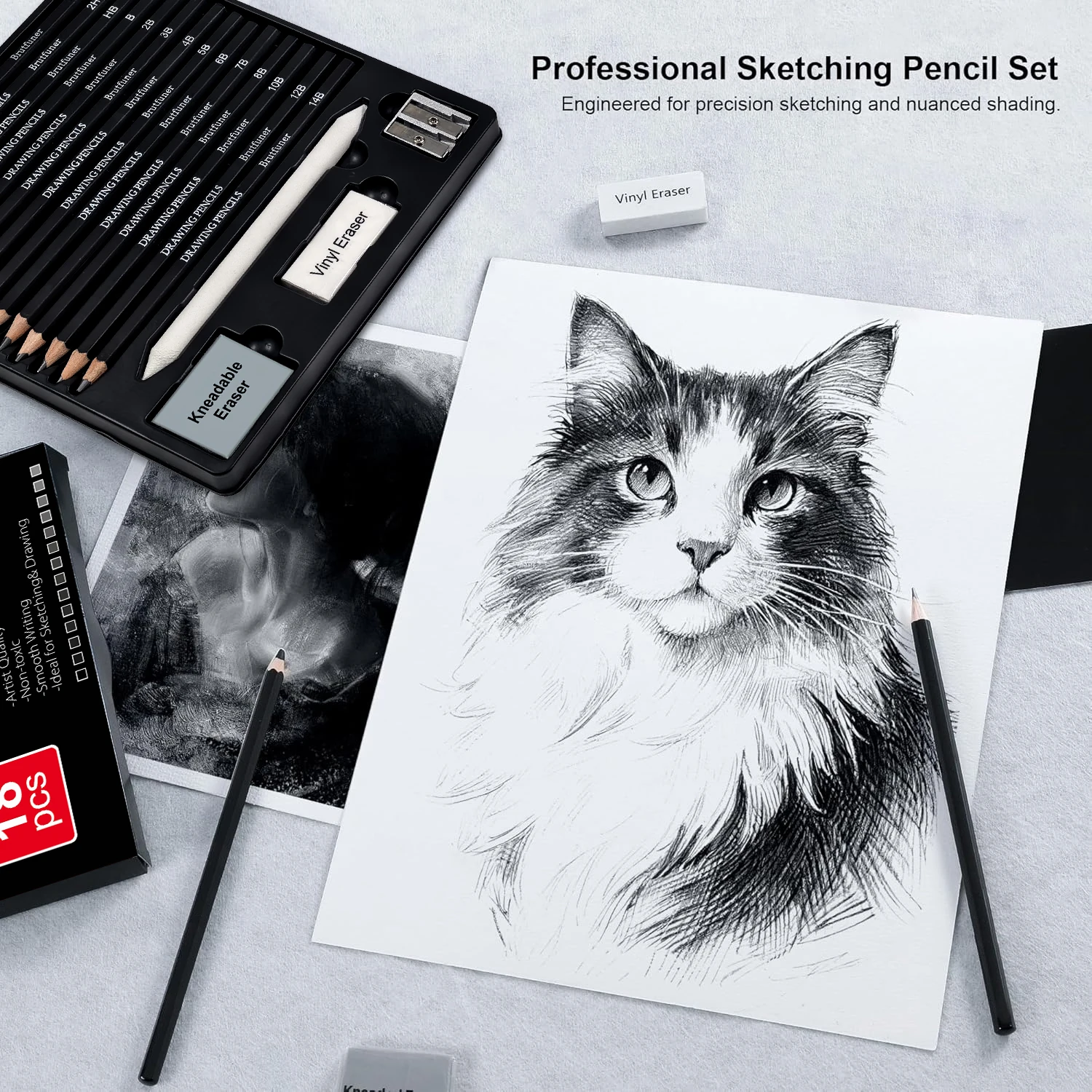 스케치 및 드로잉 연필 14-38개, 미술용품 드로잉 연필 키트, 흑연 숯 전문가용 연필 세트, 성인 예술가용