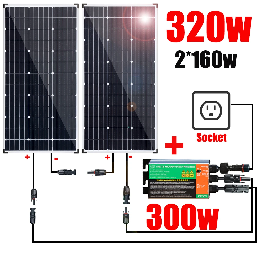 320w paneles solares marco aluminio panel fotovoltaico plug and play
