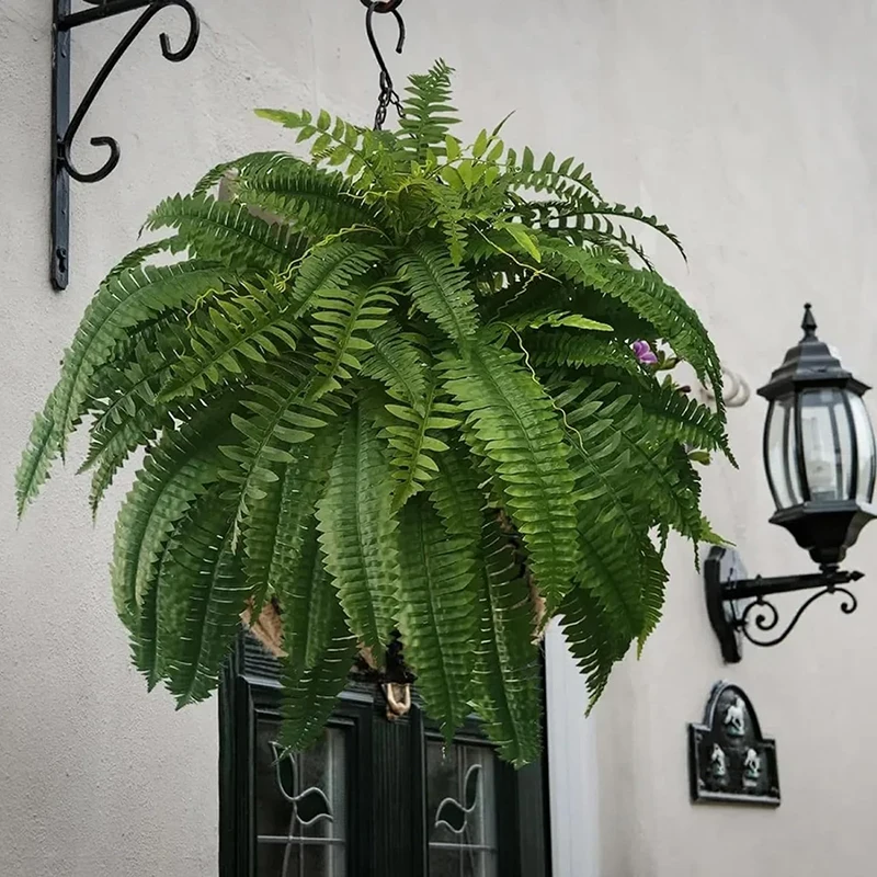 Lebensechte künstliche Boston Farn gefälschte Kunststoffpflanzen Dekorationen UV-beständig für Outdoor Home Kitchen Decor Gartendekoration – Detail 7