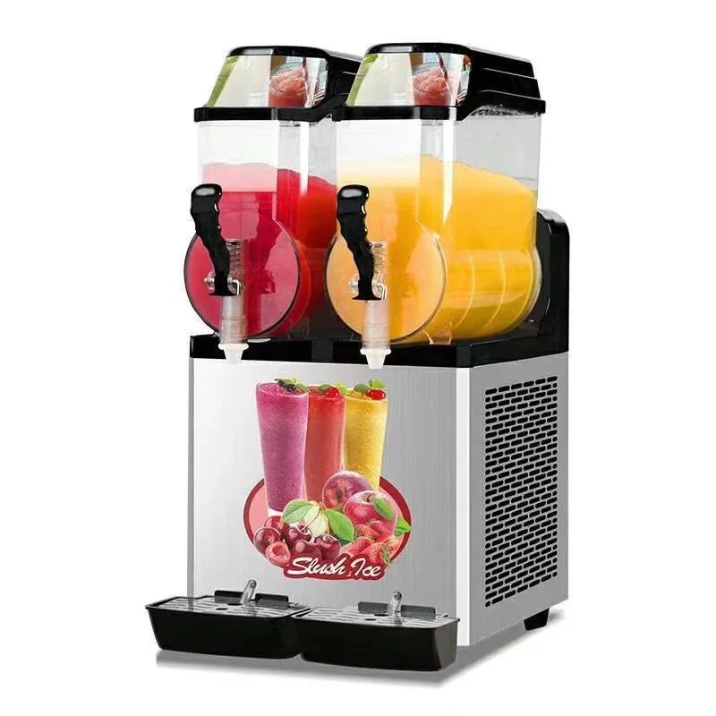 Commercial Slushy Machine 12L x 2 Double Tank Electric Automatic Slush Maker Machine Frozen Drink Snow Melting Machine 950W