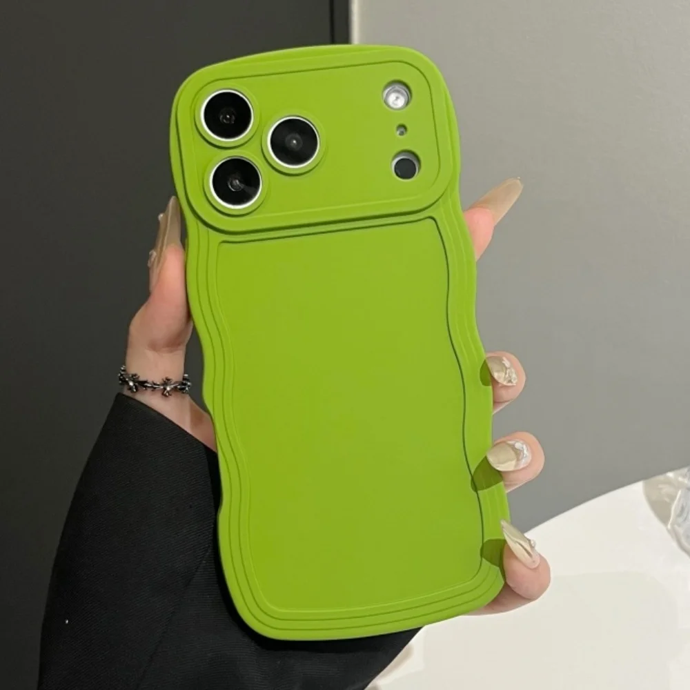 Chic Curly Wavy Matte Silicone Soft Phone Case with Lens Protective Bumper Cover