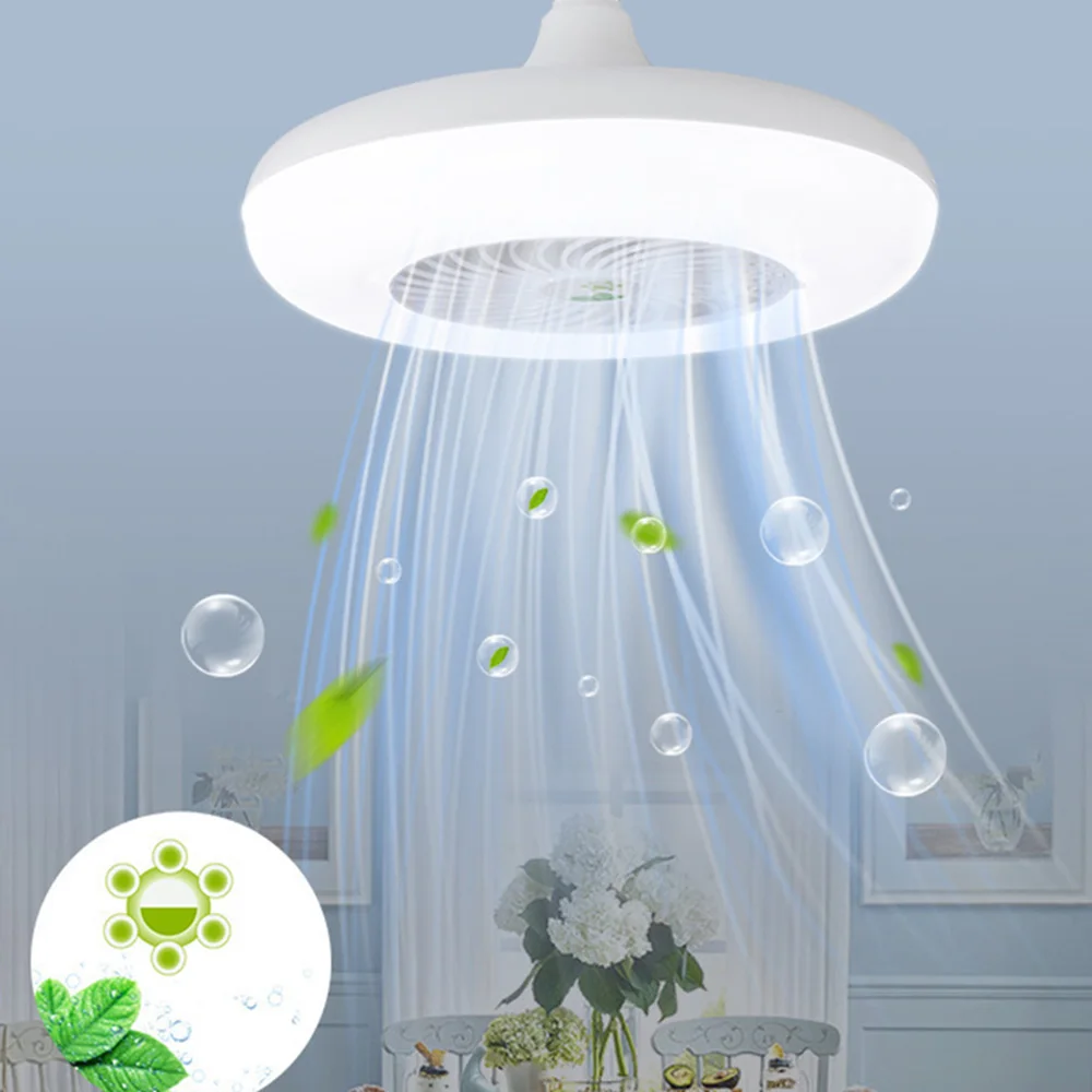 Ceiling Fan With Lights Remote Control E27 Converter Base 30W Smart Remote Control Ceiling Fan With LED Lighting Living Room