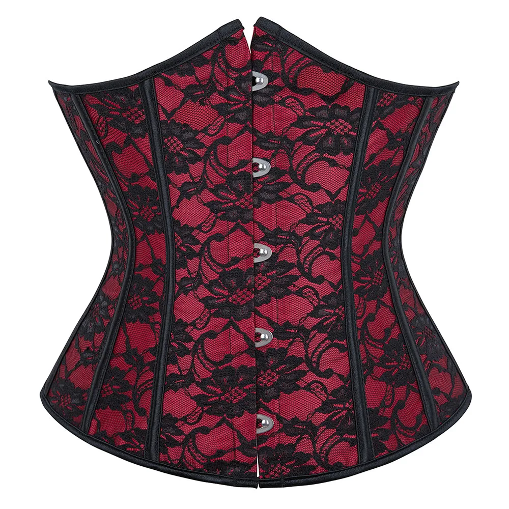 

Sexy Corset Underbust Waist Cincher Corsets Top Lace Floral Decorated Showgirl Body Shaper Plus Size