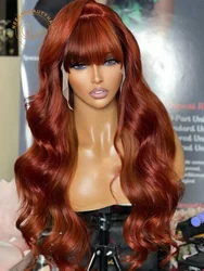 13x6 HD Transparent Lace Front Wig Glueless Body Wave Lace Frontal Wig Ginger Brown Colored Human Hair Wigs With Bang