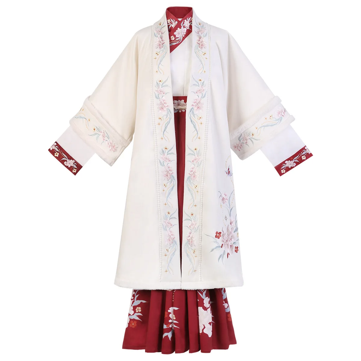 Hanfu Embroidery Straight Collar Pair Digdigan Cape Long Jacket Three-piece Set