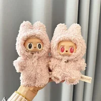 For 15-17 Cm Labubu V1/v2 Clothes Pendant Labubu Sitting Party Pink Plush Onesie for Labubu Cloth 1