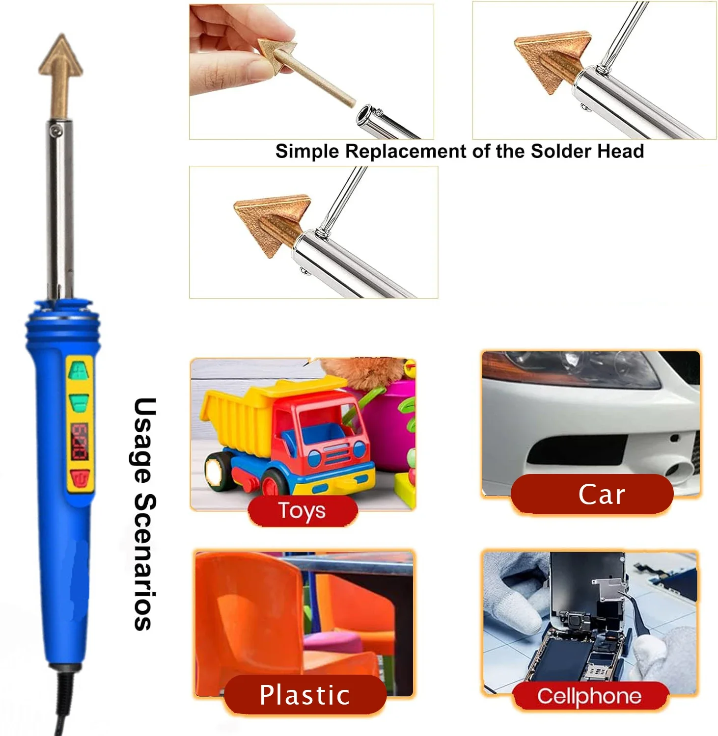 Upgraded 100W Plastic Welding Repair Kit 2in1 Plastic Welding Kit Temperature Control Soldering Iron Gun For Surface Repair Tool 3