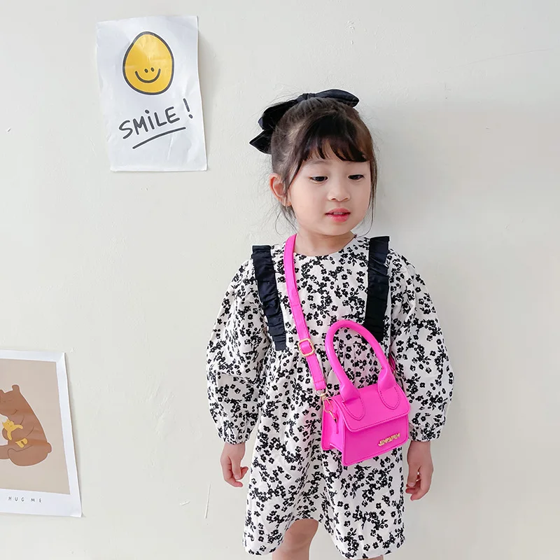 작은 정사각형 PU 가죽 레트로 미니 핸드백 여아용, 패션, 메신저 크로스 바디 지갑