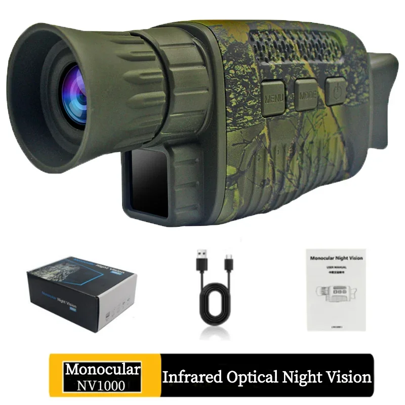 NV1000 Night Vision Monocular Infrared Night Vision Camera 9 Languages 5X Digital Zoom 200M Full Dark Viewing Distance for Hunt
