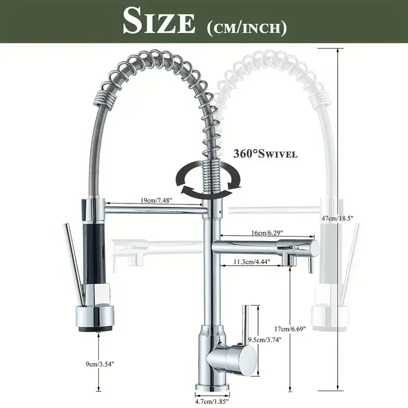Kitchen Faucet with pull-down spray high arc spring commercial kitchen sink faucet 360 ° universal telescopic splash nozzle
