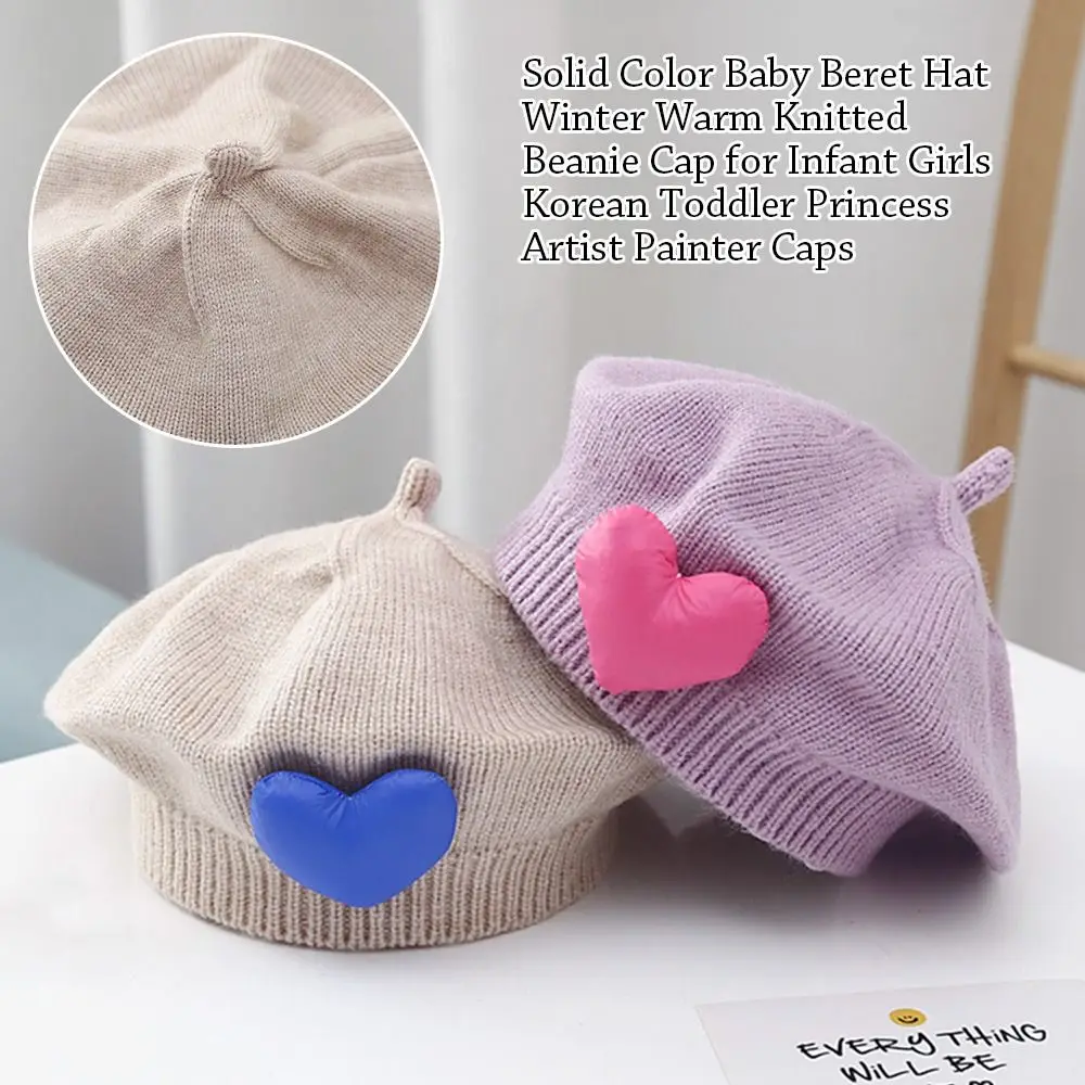 

Princess Baby Beret Hat Winter Artist Soft Painter Cap Solid Color Warm Kids Beanie Cap Infant Girls