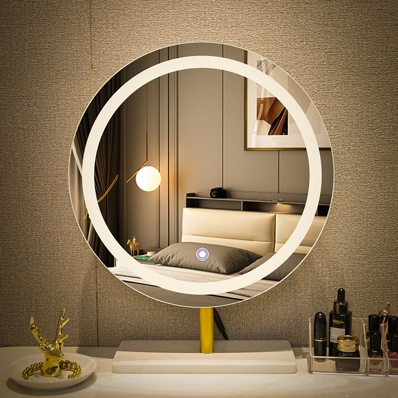 

Internet celebrity desktop bedroom beauty and makeup mirror, intelligent LED light with rotatable supplementary light and light