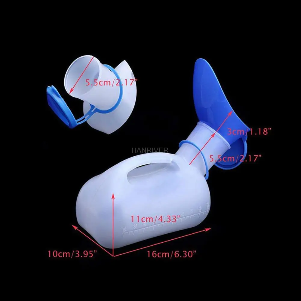Unisex urinal 1000ML with interface and lid, portable children's urinal, plastic urinal
