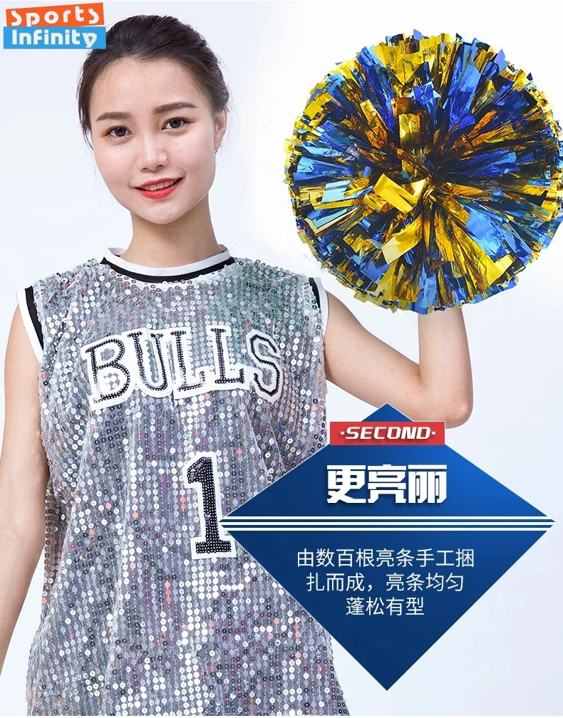 Colorful Cheerleading Pom Poms Hand Finger Cheer Balls Black Blue Gold Silver Red Green Dance Pompoms Cheerleading Accessories