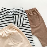 Baby Simple Solid Leggings Girls All-match Striped Skinny Pants Kids Cotton Elasticity Slim Pants Newborn Boy Stretch Trousers 4