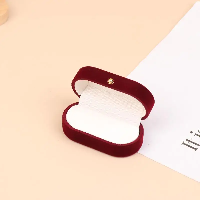 ●1PCS Flocking Gold Buckle Jewelry Box Pendant Ring Necklace Earring Bracelet Display Storage Box Luxury Feelings Packaging Box