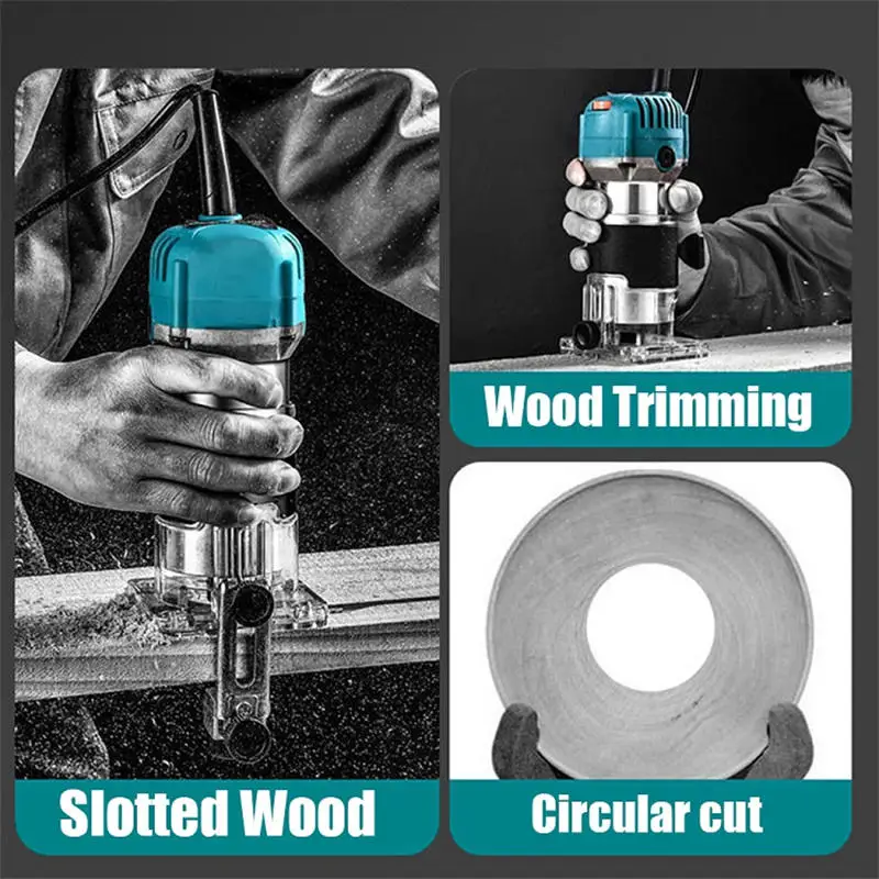 Upgraded 6-speed 800W Woodworking Electric Trimmer 33000 RPM Wood Engraving Slotting Trimming Machine Carving Router