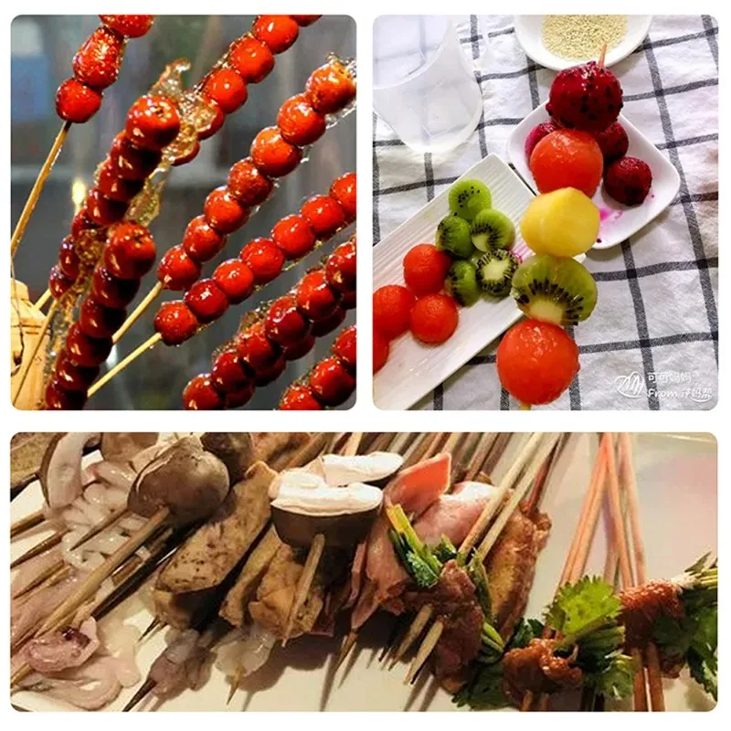 Bamboo Skewers barbecue skewers bbq grilling accessories 90/360x Wooden Skewers for Grilling BBQ Fruit Kabobs Chocolate Fountain Cocktail Toothpicks Home Kitchen Supplies