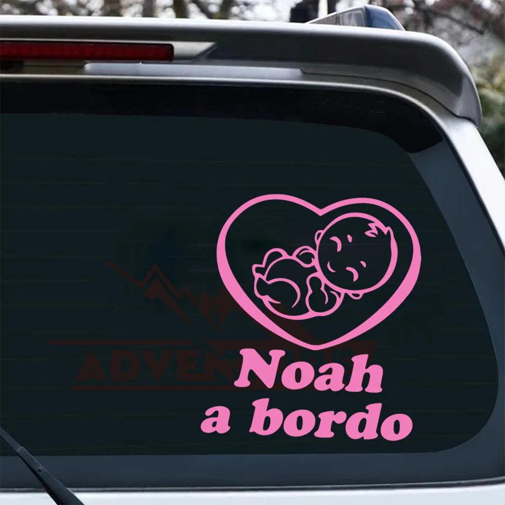 1 Stück personalisierter spanischer Namens-Autoaufkleber „Bebé a Bordo“ Vinyl-Aufkleber für Autofenster, personalisierte Baby-Namens-Autoaufkleber, Dekor – Detail 6