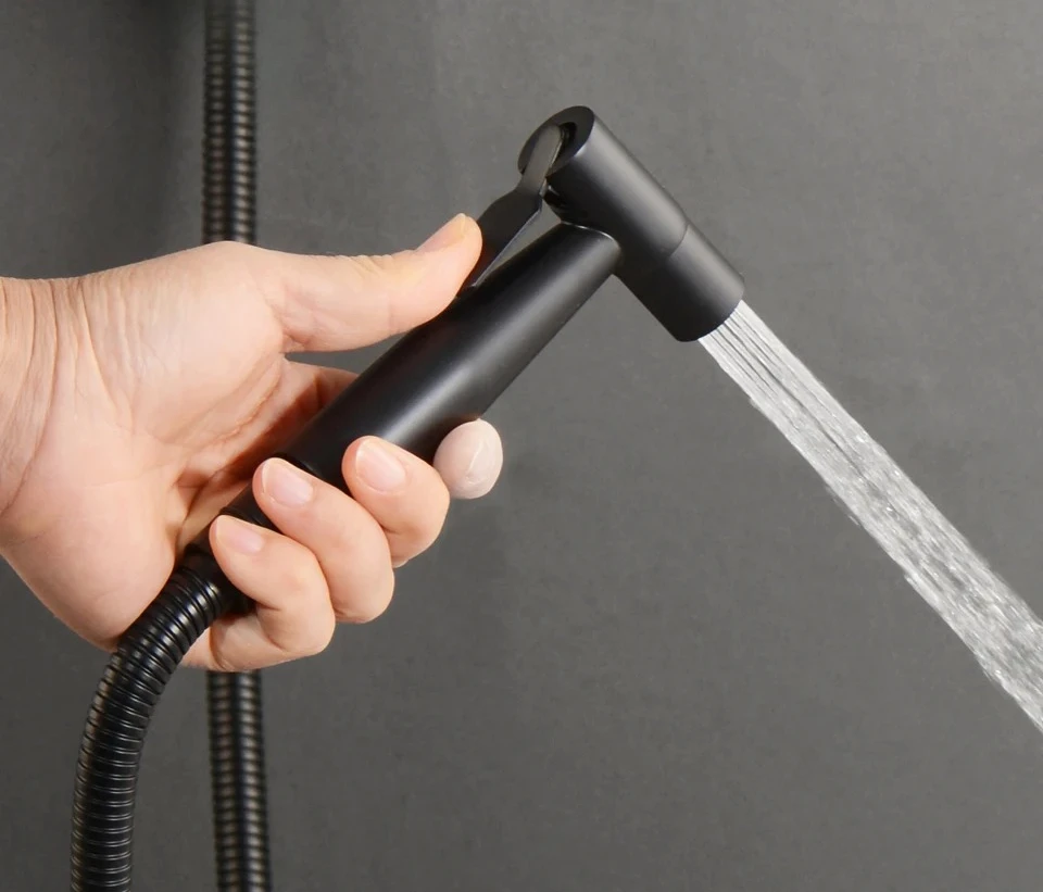 Toilet Bidet Sprayer & Hose & Support Set Brushed Gold Handheld Bidet Tap Shower Head, Rose Gold, Gun Metal Grey Shattf