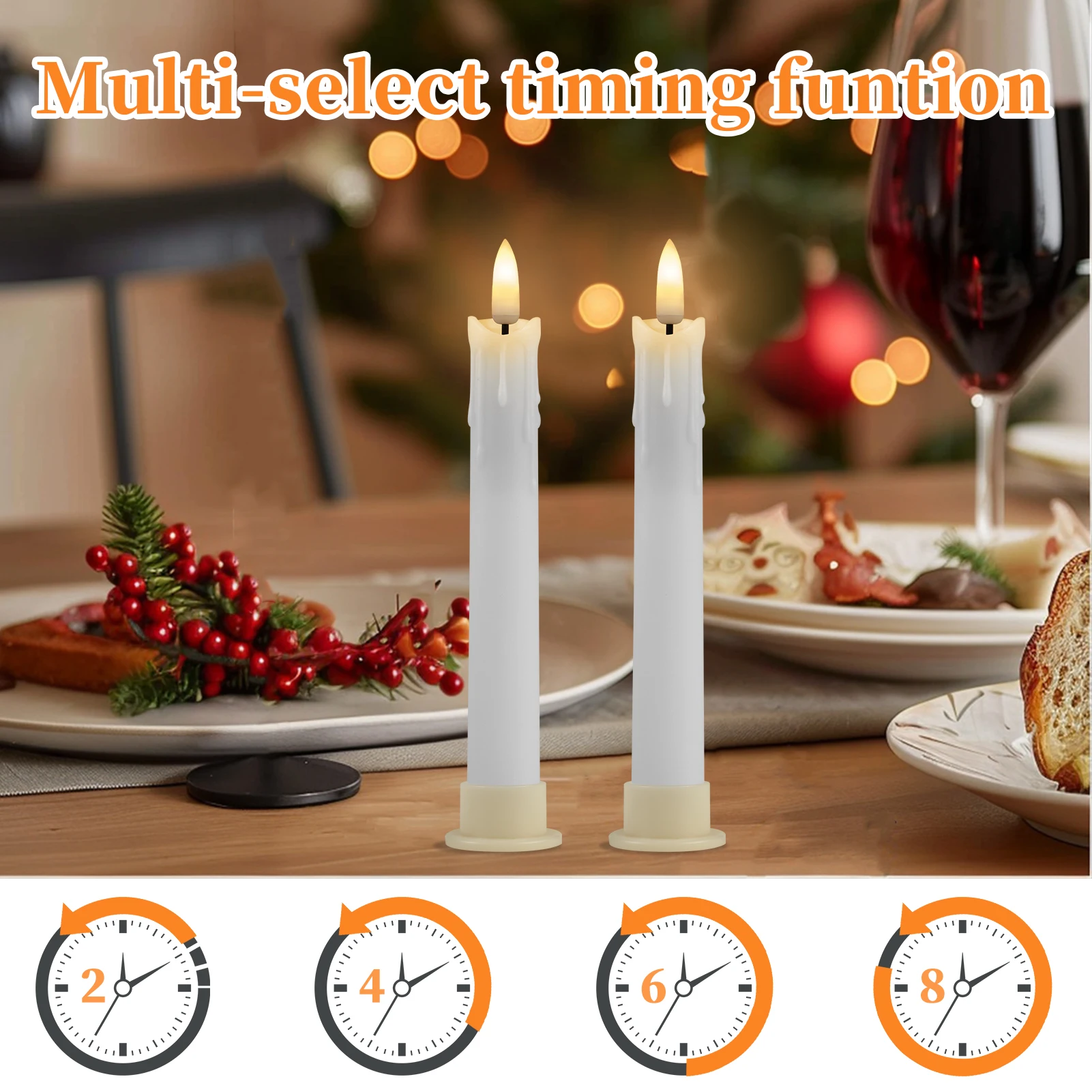 Pack of 12/24pc Flameless Flickering Ivory Taper Candles with Remote Battery Operated LED 3D Wick Candle Christmas Wedding Decor candle wick candle wicks