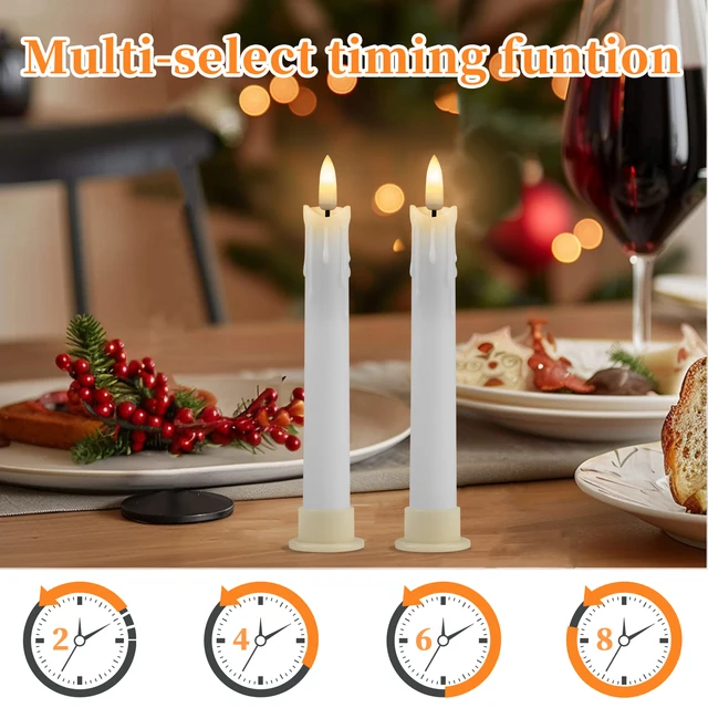 Cône d'ivoire scintillant sans flamme avec télécommande, LED, bougie mèche 3D, fonctionnement à piles, décor de Noël et de mariage, ci-après les, 12 pièces, 24 pièces 5