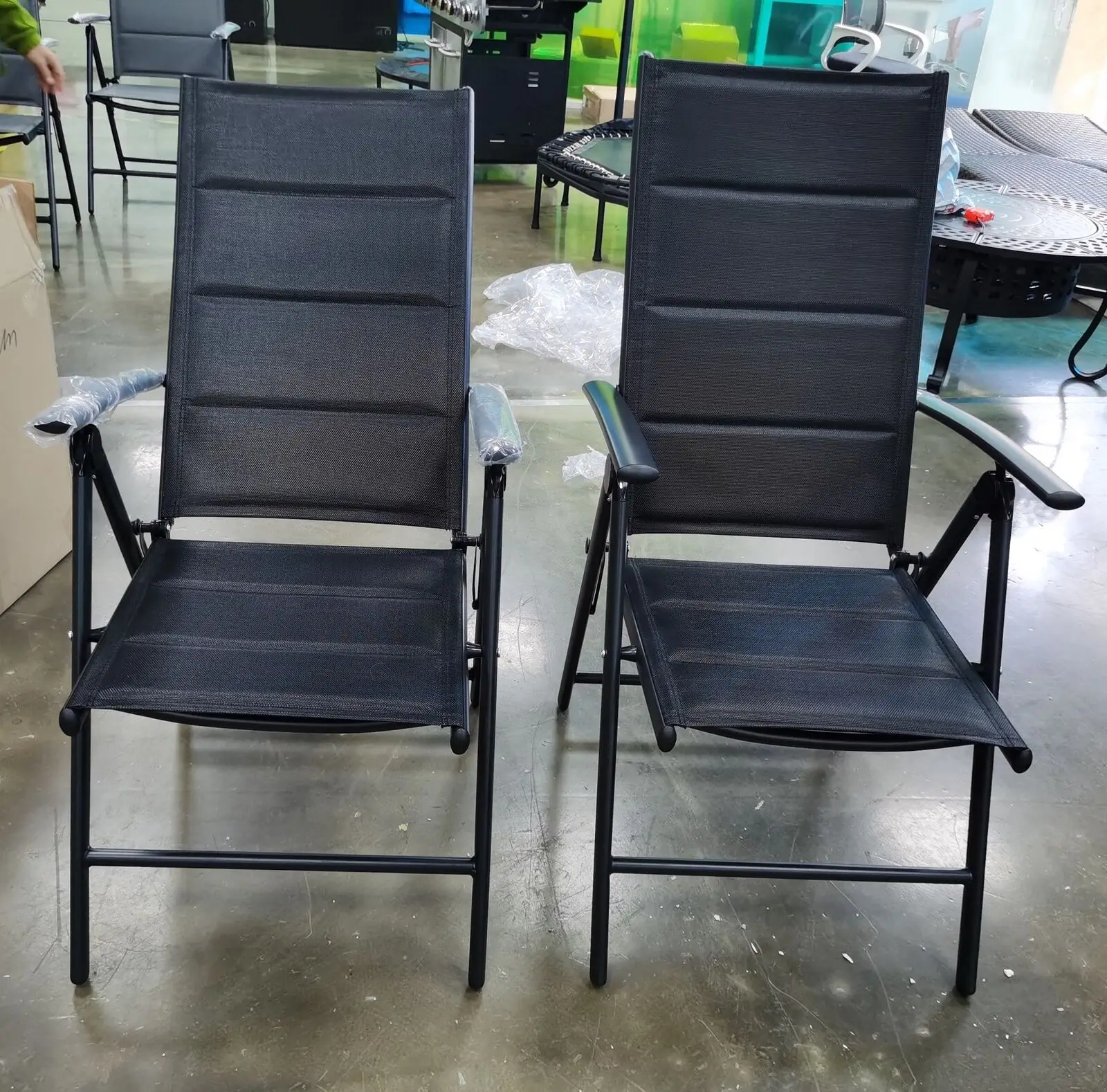 Aluminium Lounge faltbare Gartenstuhl-Rückenlehne mit 7 verstellbaren Einstellungen, mit Armlehnen, wetterfeste Outdoor-Stühle schwarz, grau – Detail 9