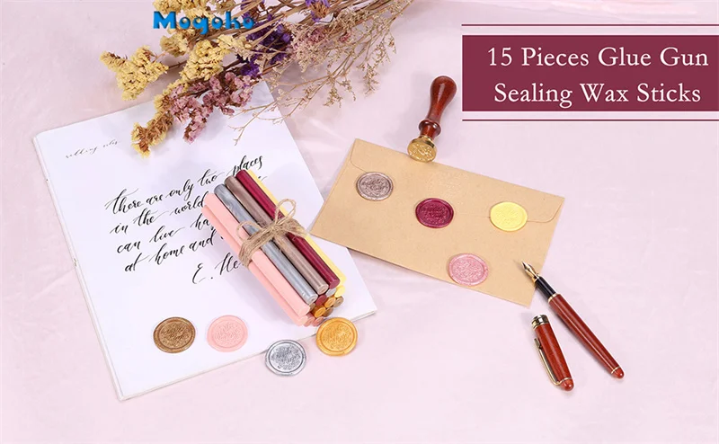 15 Pieces Glue Sealing Wax Sticks for Retro Vintage Wax Seal Stamp