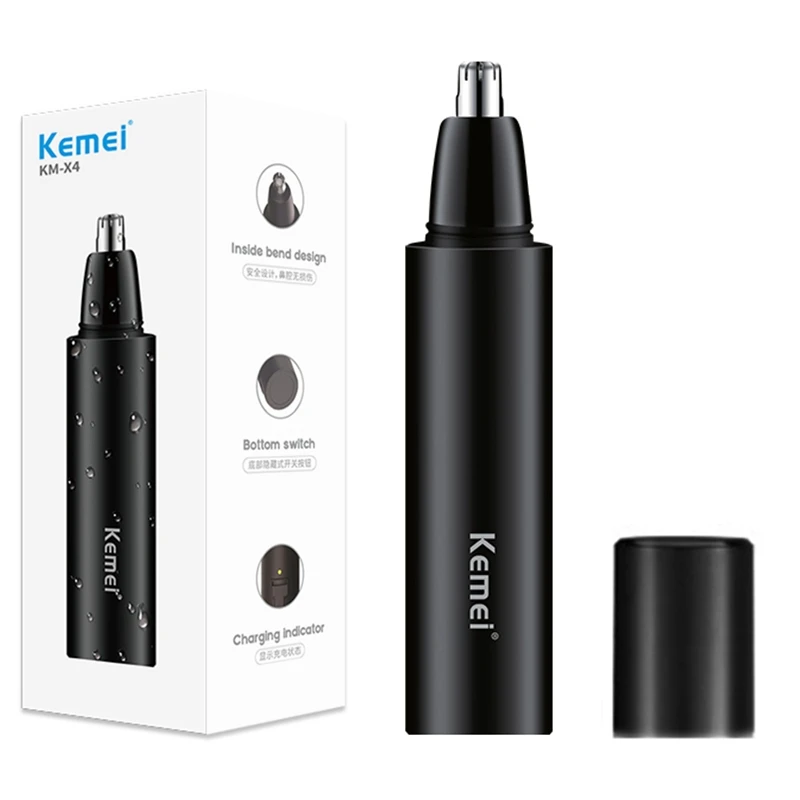 Kemei Electric Mini Nose Trimmers Portable Ear Nose Hair Shaver Clipper Waterproof Safe Removal Cleaner Waterproof Rechargeable 2