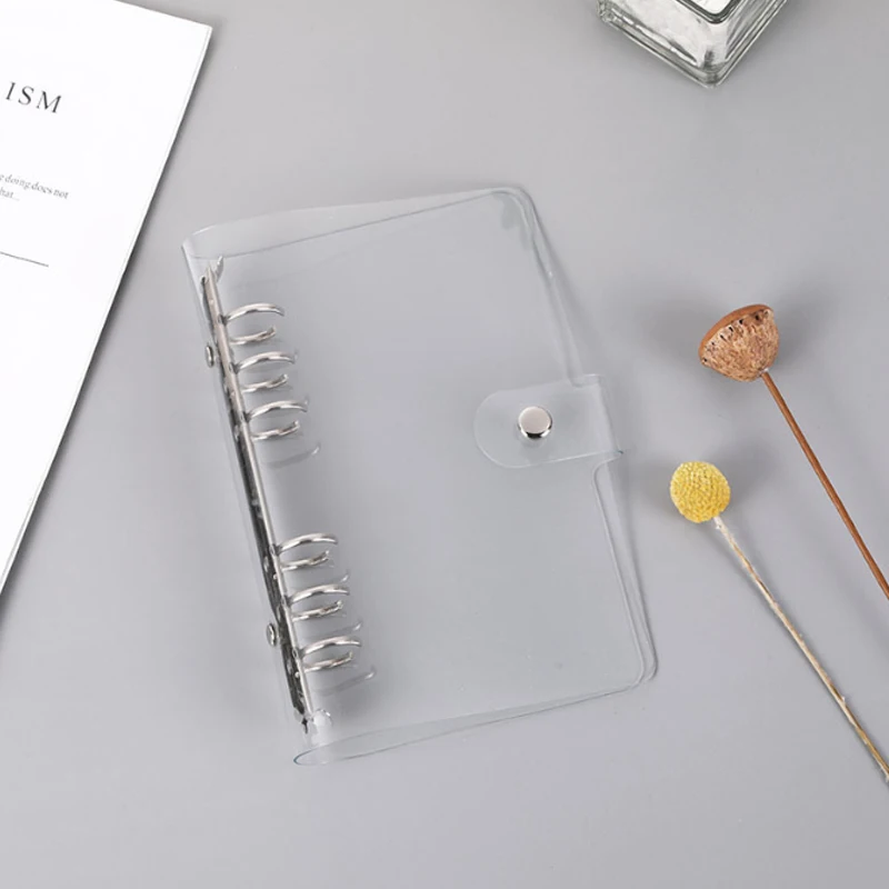 Cartella di file con clip in plastica di colore trasparente A4/A5/A6/Notebook Raccoglitore ad anelli a fogli mobili Agenda Agenda Forniture per ufficio scolastico - immagine 3
