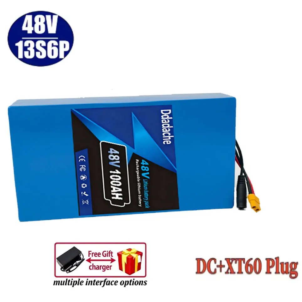Brandneuer 13S6P 48V 100Ah 2000W 18650 Li-Ionen-Akku, geeignet für 54,6V-Fahrräder + optionaler integrierter BMS-Stecker – Detail 6