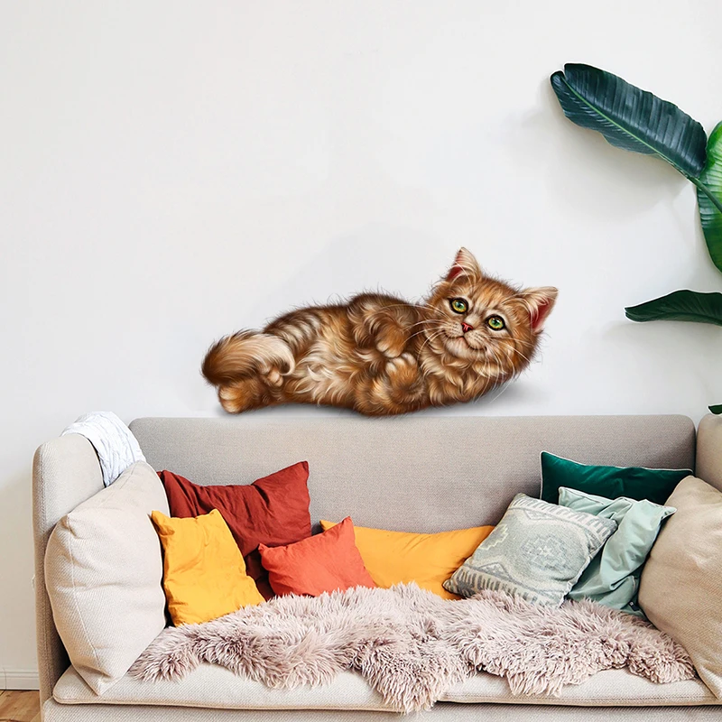 T414# Lovely Patterned Cat Kid&rsquo;s Bedroom Wall Sticker Bathroom Toilet Decor Living Room Cabinet Refrigerator Home Decals