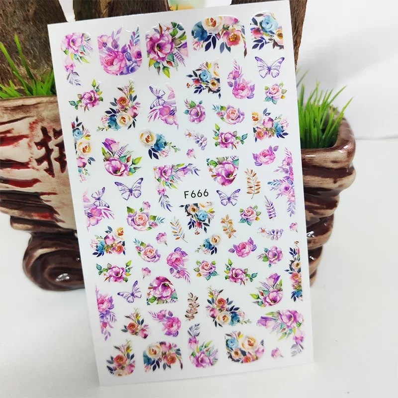 3D Nail Sticker Decals Fashion Butterfly Flowers Nail Art Decorations Stickers Sliders Manicure Accessories Nails Decoraciones nail stickers nail art decoration nail decals
