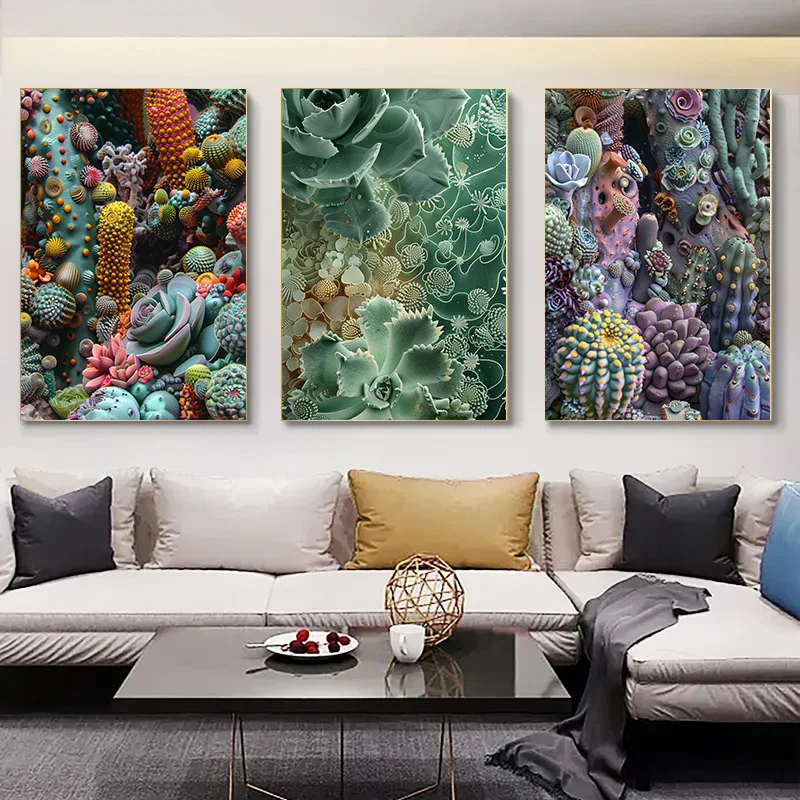 

Декоративные картины, Настенный декор для комнаты, окрашенный суккулент, домашний декор, интерьер, искусство, 1 шт., яркий постер