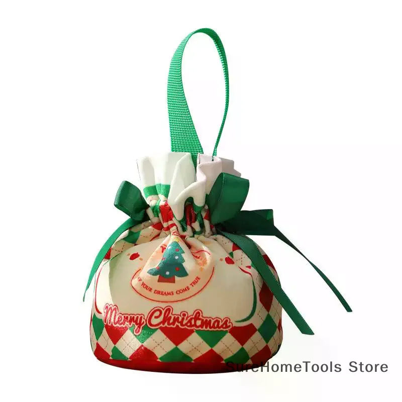 Christmas Gift Bag Cute Snowman Elk Santa Claus Fabric Apple Storage Bag New Year Children's Candy Handbag 2026 Christmas Decor