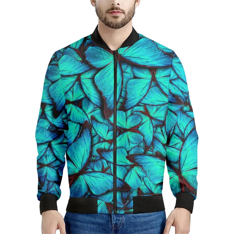thumbnail image 1 of Chaquetas con estampado 3D de mariposas e insectos de colores para hombre, ropa holgada, sudadera informal, chaqueta bomber con cremallera, ropa de calle, abrigo, 1 of 5