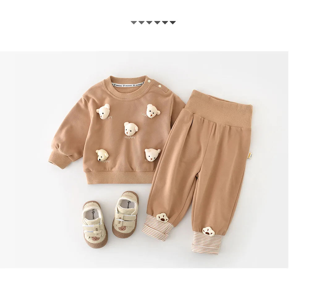 Description Picture 4 of itemBaby Clothing Set 2025 Spring New Five Bear Head Boy's Suit Newborn Cartoon Two-piece Set Sweater+pant