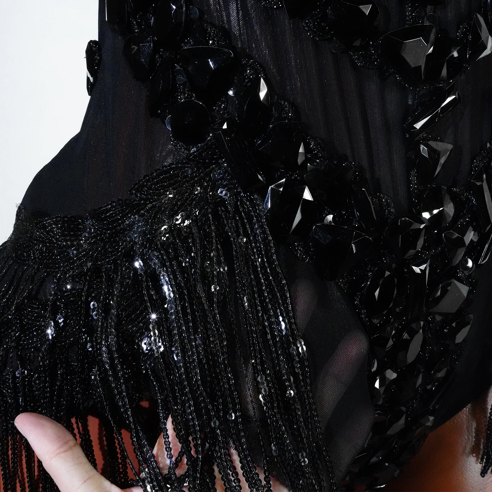 Sexy Mesh Sheer Black Rhinestone Bodysuit for Singer Dancer Show Stage Outfit Celebrate Party Night Club Performance Waer