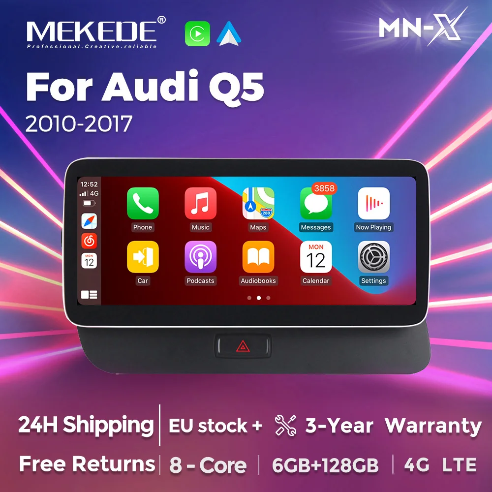 Mekede 10,25 pulgadas Radio de coche 6G + 128G Carplay inalámbrico para Audi Q5 Q5L FY 2017-2020 Android 14 navegación GPS sistemas inteligentes 1