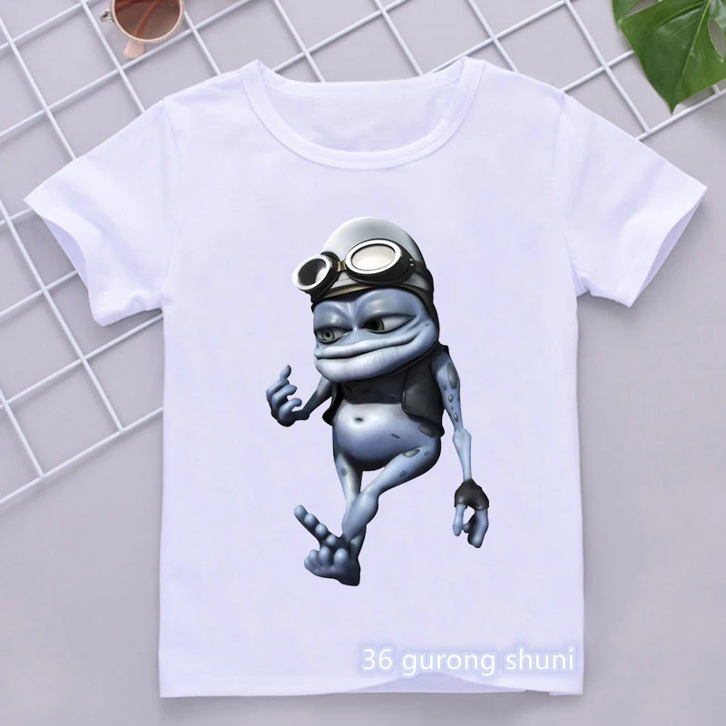 T-Shirt For Boys Crazy Frog Anime Cartoon Print Children'S Tshirts Hip-Hop Boys Clothes White Short-Sleeved Tops Drop Shipping 4