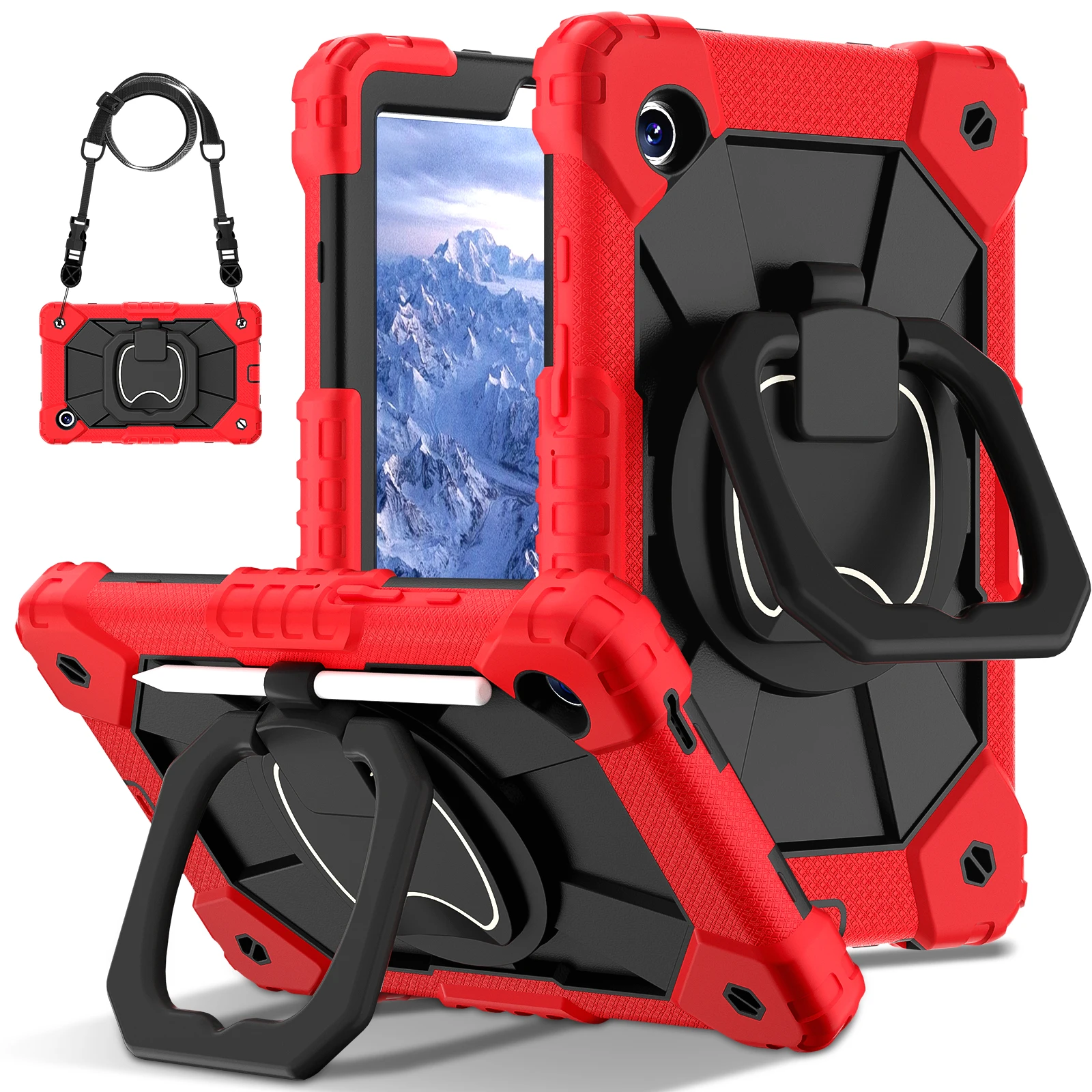 360-Degree Rotating Kids Tablet Case with Shoulder Strap