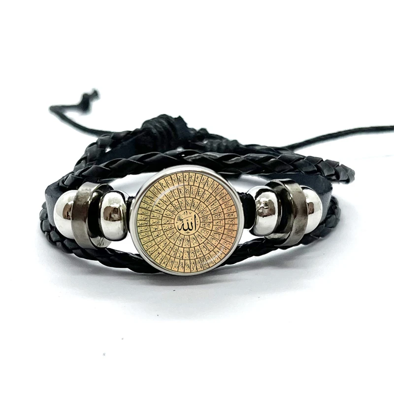 Arabic Muslim Islamic God Allah Black Button Bracelet I Love allah Glass Cabochon Bangle Jewelry Ramadan Gift 2