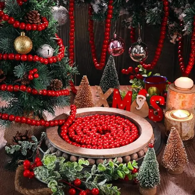 Red Wood Bead Garland